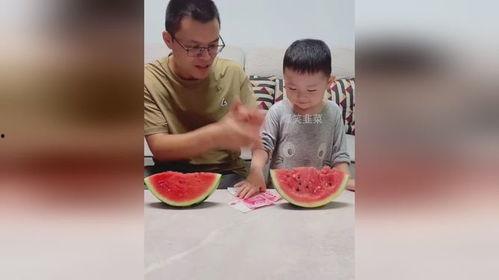 爸爸和儿子吃瓜